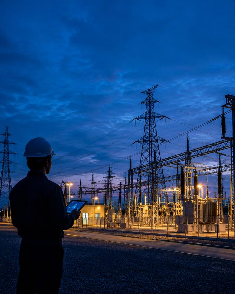 Substation at blue hour